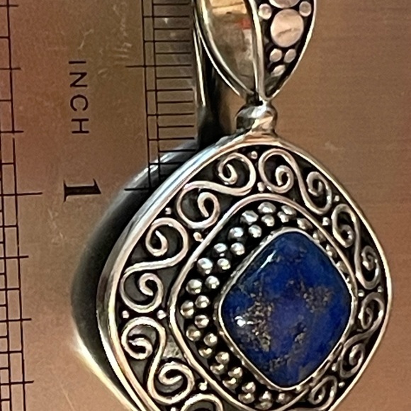 BA Suarti Designer Signed Sterling Silver 925 Blue Lapis lazuli pendant Bali - Picture 9 of 10